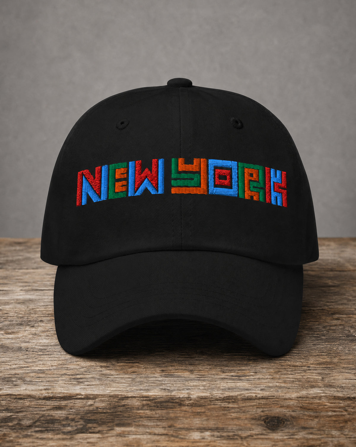 Black colorful patched new york hat