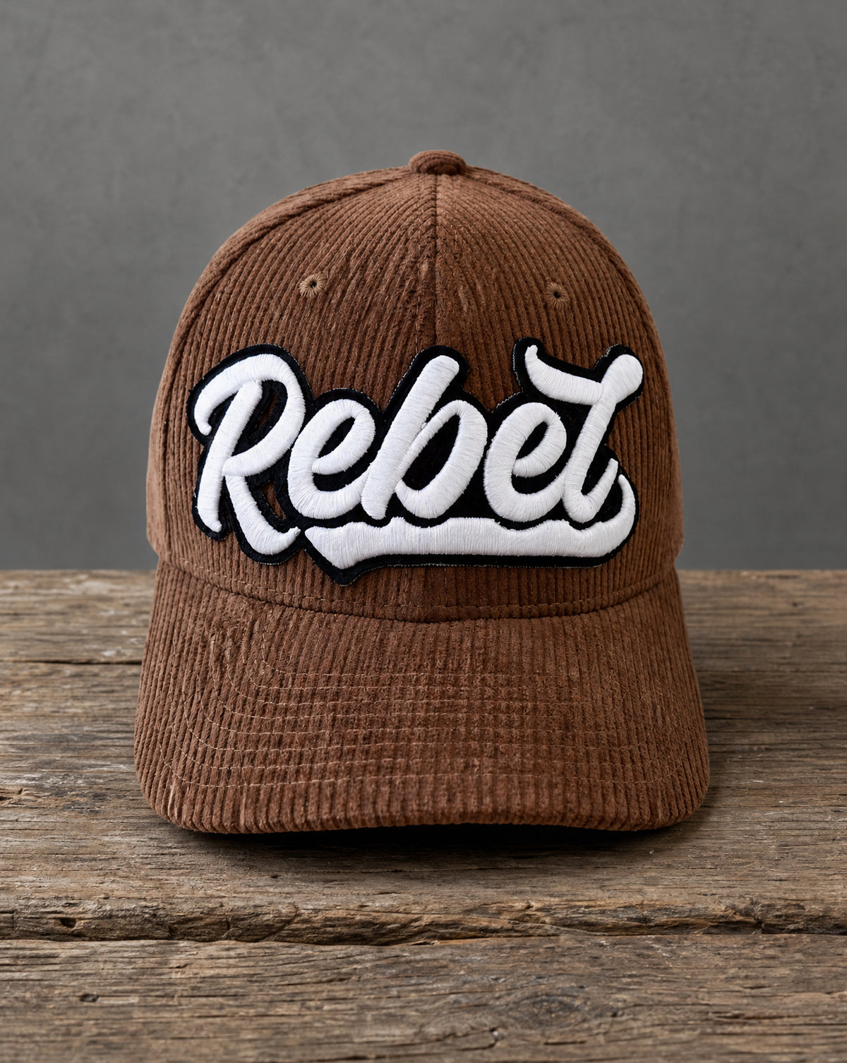 Rebel glow in the dark low profile structured corduroy hat with handcrafted patch design
