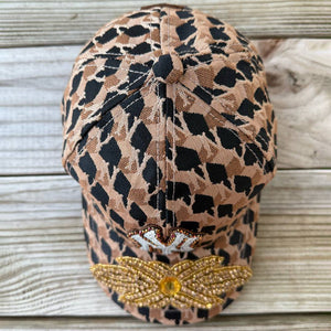 top Limited Edition NY Gold Crystal Appliqué Hat with handcrafted gold crystal details