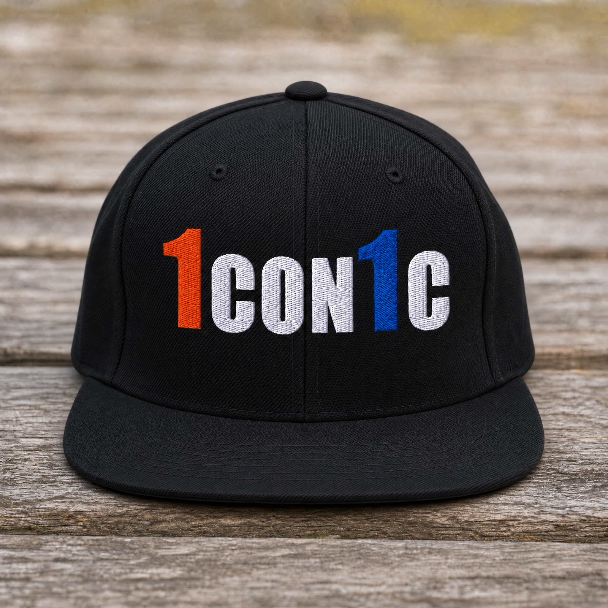 The City Collection NY Basketball 1CON1C flat-bill snapback with blue and orange number-inspired embroidery