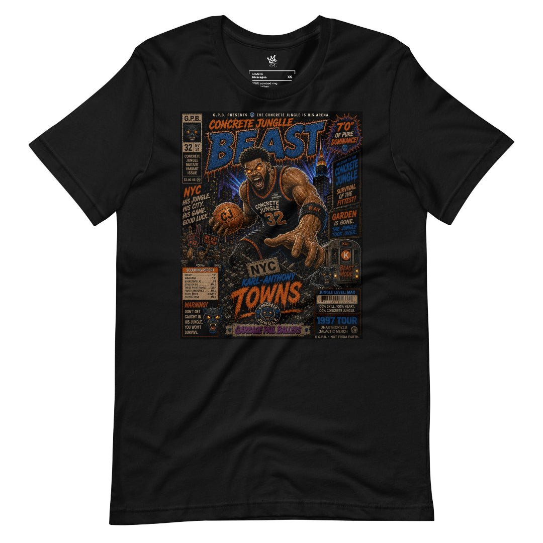 Wrinkled View Garbage Pail Ballers “Concrete Jungle Beast” Vintage Hardwood Unisex T-Shirt - Rebel P Customs
