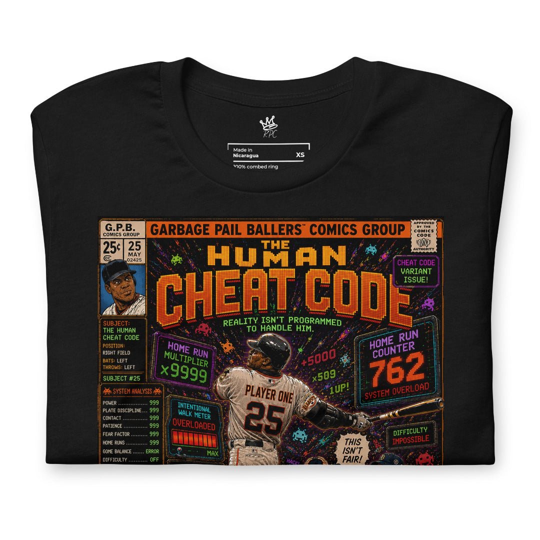 Closeup view Garbage Pail Ballers™ The Human Cheat Code Vintage Diamond Classics t-shirt front view