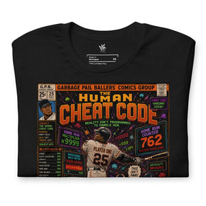 Closeup view Garbage Pail Ballers™ The Human Cheat Code Vintage Diamond Classics t-shirt front view
