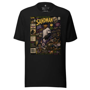 Black unisex T-shirt featuring Garbage Pail Ballers™ The Sandman Vintage Diamond Classics artwork by Rebel P Customs.