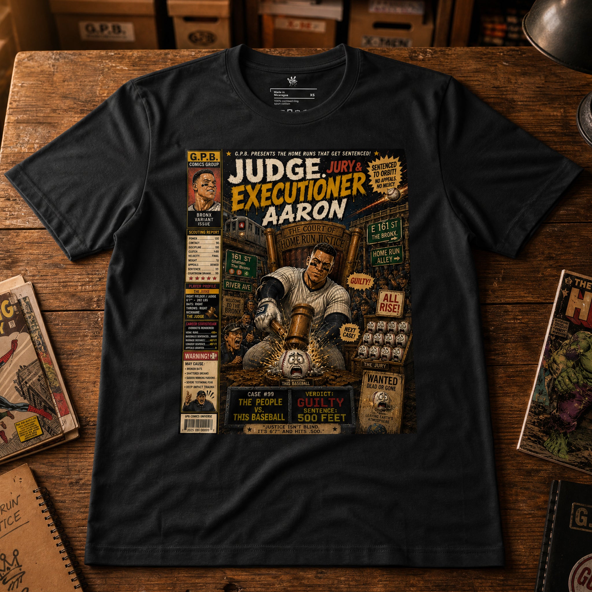 Garbage Pail Ballers™ Judge, Jury & Executioner Aaron Judge-inspired Vintage Diamond Classics baseball graphic T-shirt