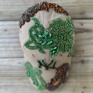 Top view of Crystal Multicolor Appliqué Big New York Hat