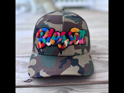 Chenille Blessed Camo Patched Hat - Rebel P Customs