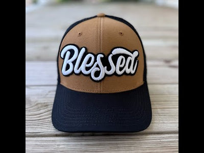 Glow In The Dark Blessed Patched Mid-Pro Snapback Trucker Cap - Rebel P Customs 