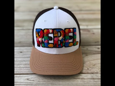 Chenille Rebel Patched Mid-Pro Snapback Trucker Cap - Rebel P Customs