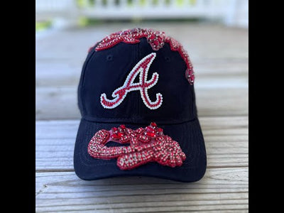 video Red Crystal Appliqué Atlanta Hat with handcrafted rhinestone details