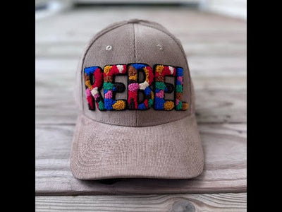 Rebel Chenille Patched Low Profile Structured Corduroy Hat - Rebel P Customs 