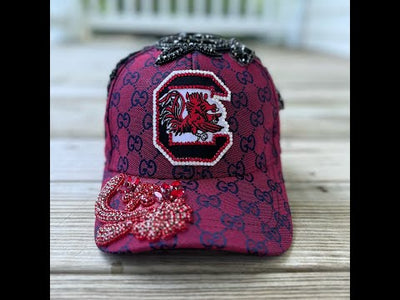 Limited Edition Custom Beaded Multicolor Crystal Applique South Carolina Hat - Rebel P Customs