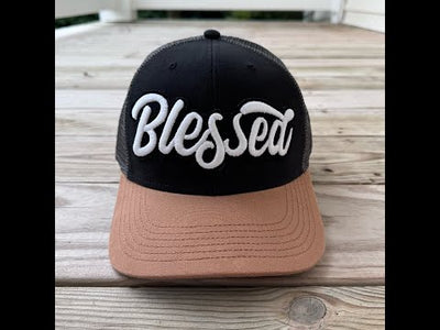 Glow In The Dark Blessed Patched Black Mid-Pro Snapback Trucker Cap - Rebel P Customs 