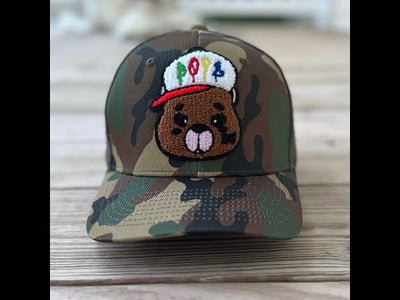 Chenille Dope Bear Camo Patched Hat - Rebel P Customs