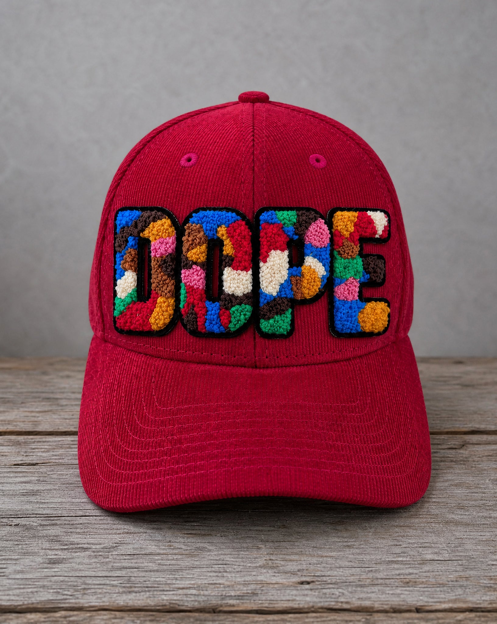 DOPE chenille corduroy hat with handcrafted chenille design