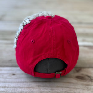 back view Silver Crystal Appliqué New York Hat with handcrafted crystal embellishment