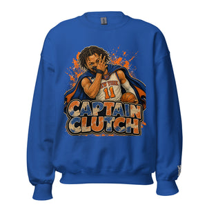 Captain Clutch New York basketball-inspired rhinestone sweatshirt shown in full