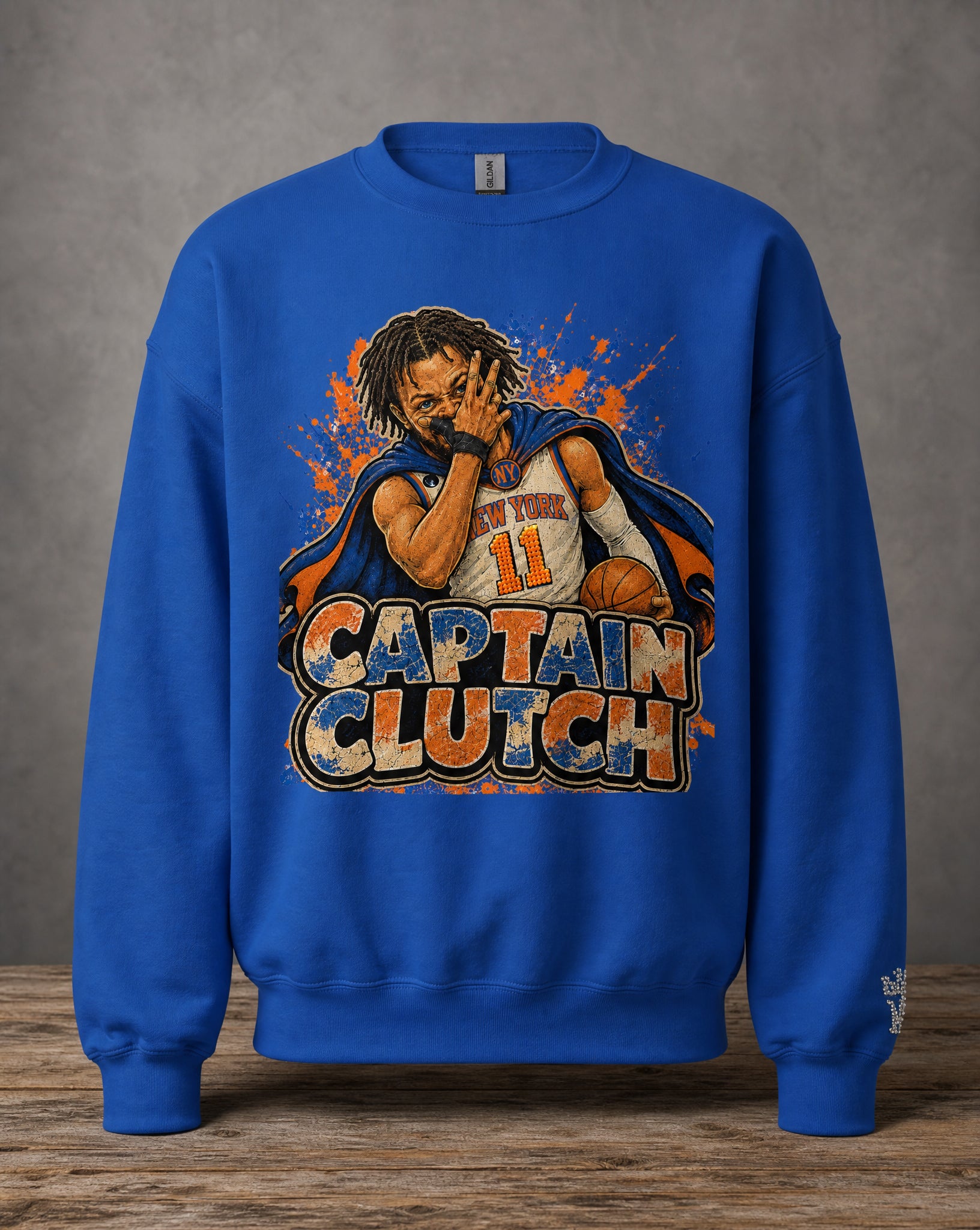 Captain Clutch luxury rhinestone crewneck sweatshirt with hand-placed details