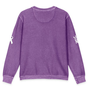 Back View Puck You Cancer Hockey Comfy Cord Sweatshirt with original graphic design