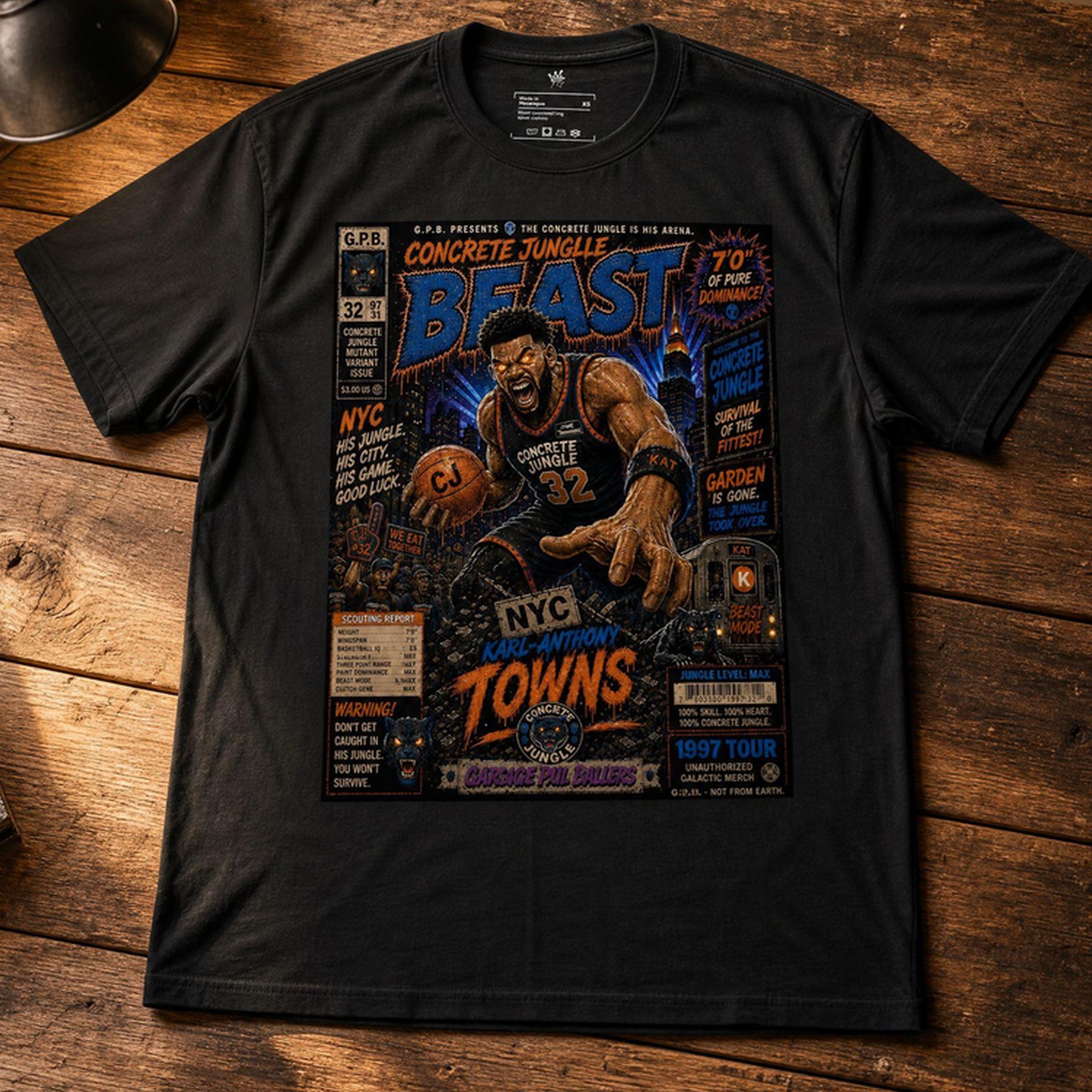 Wrinkled View concrete jungle beast Garbage Pail Ballers T Shirt