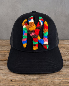 The Onyx Collection Statement NY Chenille Hat with oversized multicolor chenille NY patch on black cap