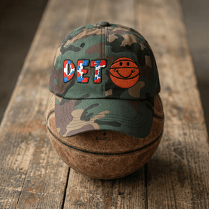 The City Collection DET Basketball Camo Patched Hat - Rebel P Customs