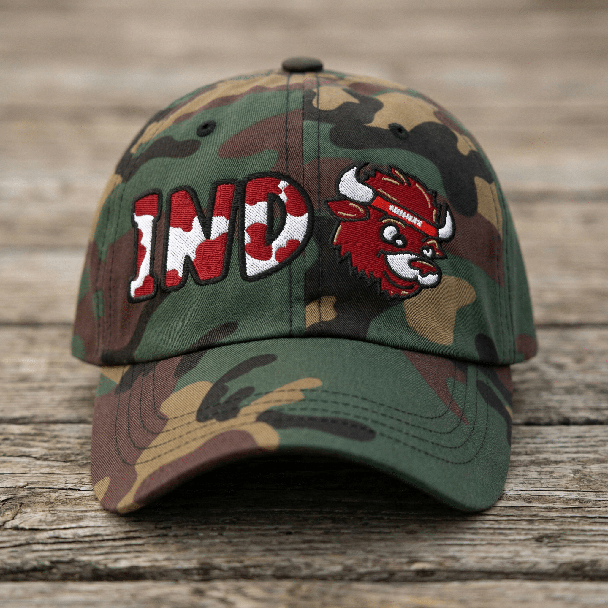 The City Collection IND Hand-Drawn Mascot Camo Patched Hat by Believe In New York