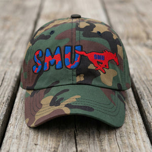 The City Collection SMU Mustang Camo Patched Hat - Rebel P Customs