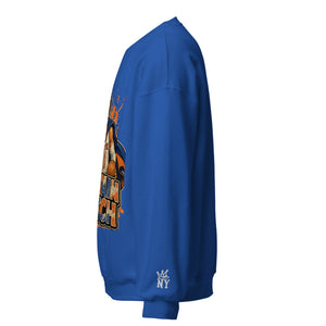 side view The City Collection Captain Clutch sweatshirt with basketball graphic