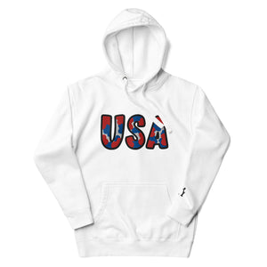 Alternate front view of the USA ice hockey embroidered hoodie