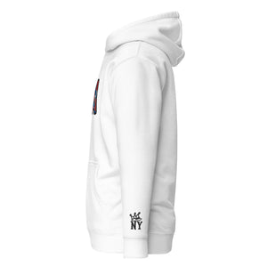 Left-side view of the USA ice hockey patched hoodie