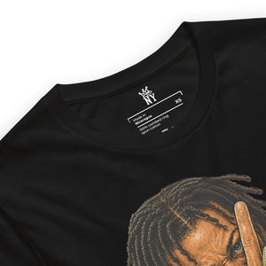 detailed view Captain Clutch luxury T-shirt with individually hand-placed rhinestones
