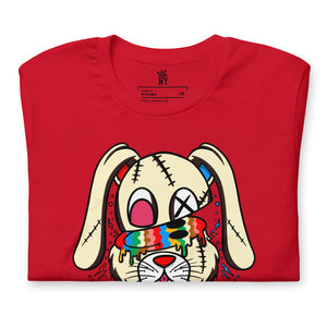 close up view The DOPE Dog graphic T-shirt featuring an original dog-inspired streetwear design
