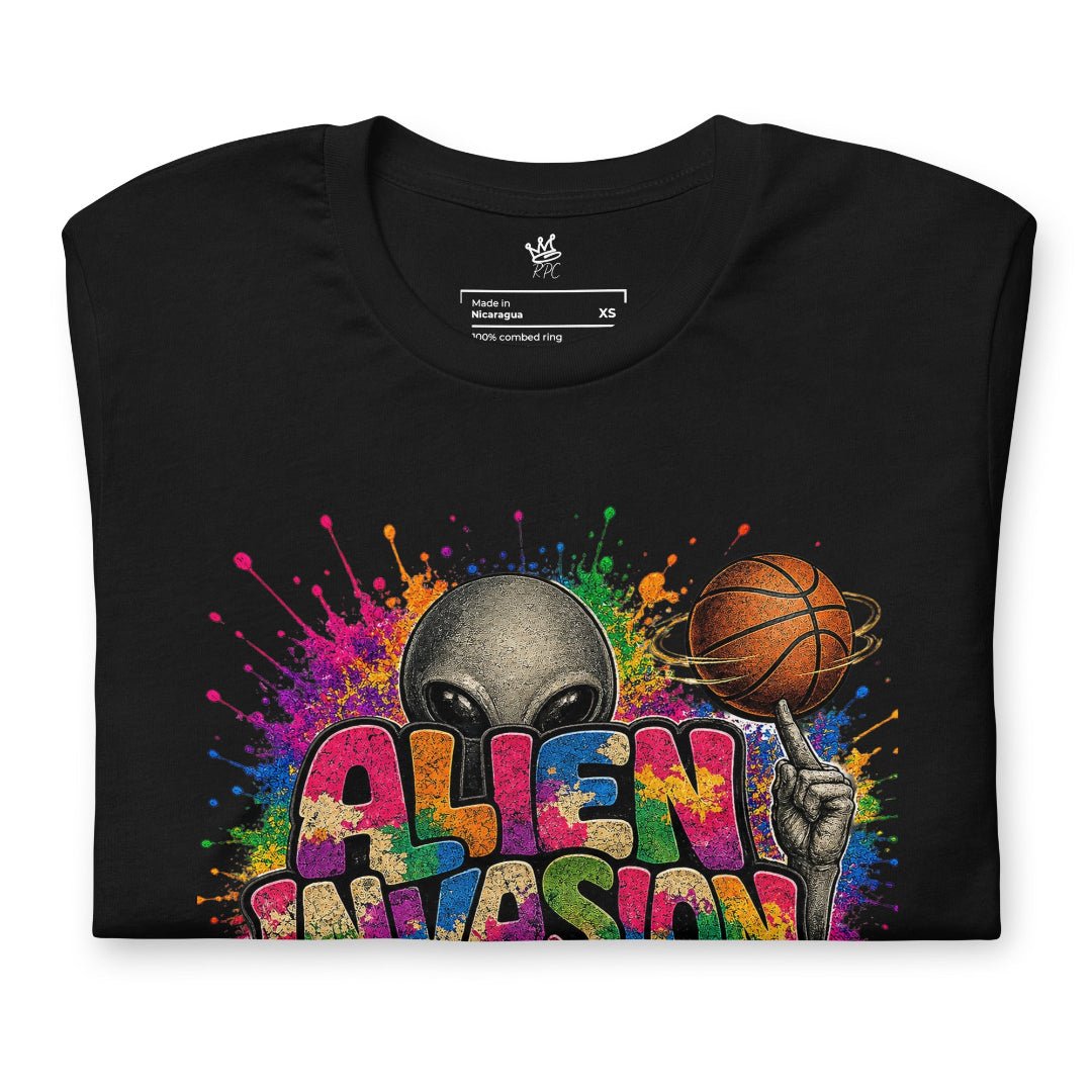 Closeup View Vintage Hardwood Classics — Alien Invasion Unisex T-Shirt - Rebel P Customs