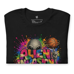 Closeup View Vintage Hardwood Classics — Alien Invasion Unisex T-Shirt - Rebel P Customs