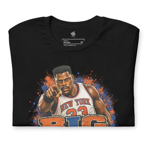 Close-up of Big Pat graphic artwork on unisex t-shirt