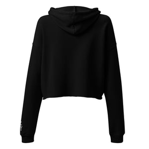 Back view Women's cropped hoodie featuring the original DOPE graphic design