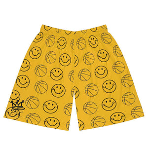 Yellow Smiley Unisex Basketball Shorts - Rebel P Customs