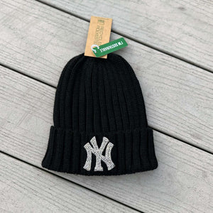 Rhinestone Applique Sustainable Cable Knit Beanie - Rebel P Customs